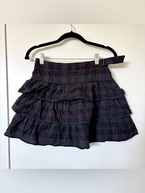 Vintage Grey Plaid Tiered Mini Skirt with Subtle Purple Accent Y2K Theory Size 2